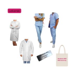 Lekarski Wyprawka ( Komplet medyczny z logo AWSB, Torba bawełniana, Identyfikator, Fartuch laboratoryjny)